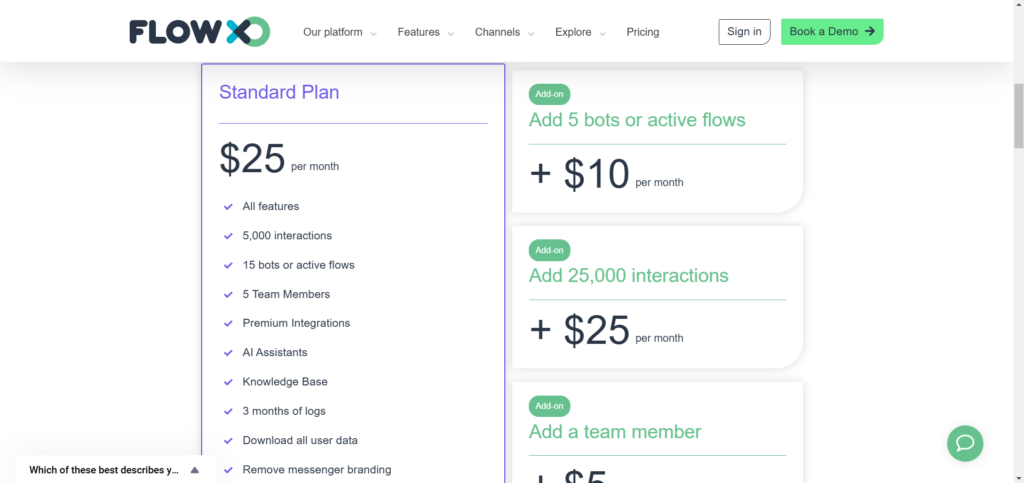 Flow XO pricing plan - TrendinSaas