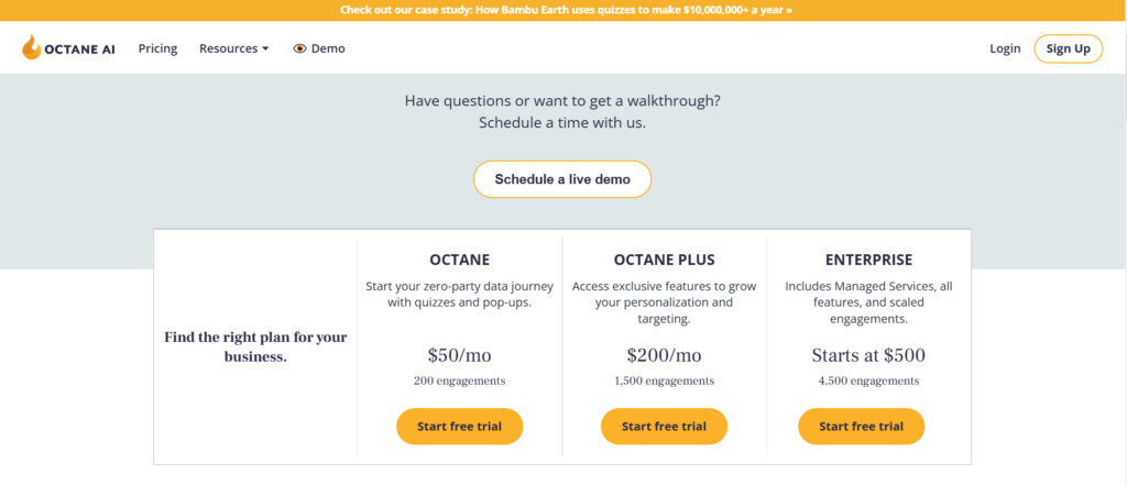 Octane AI pricing plan - TrendInSaas