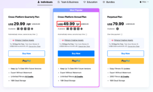 filmora pricing