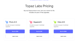 topaz AI tools pricing