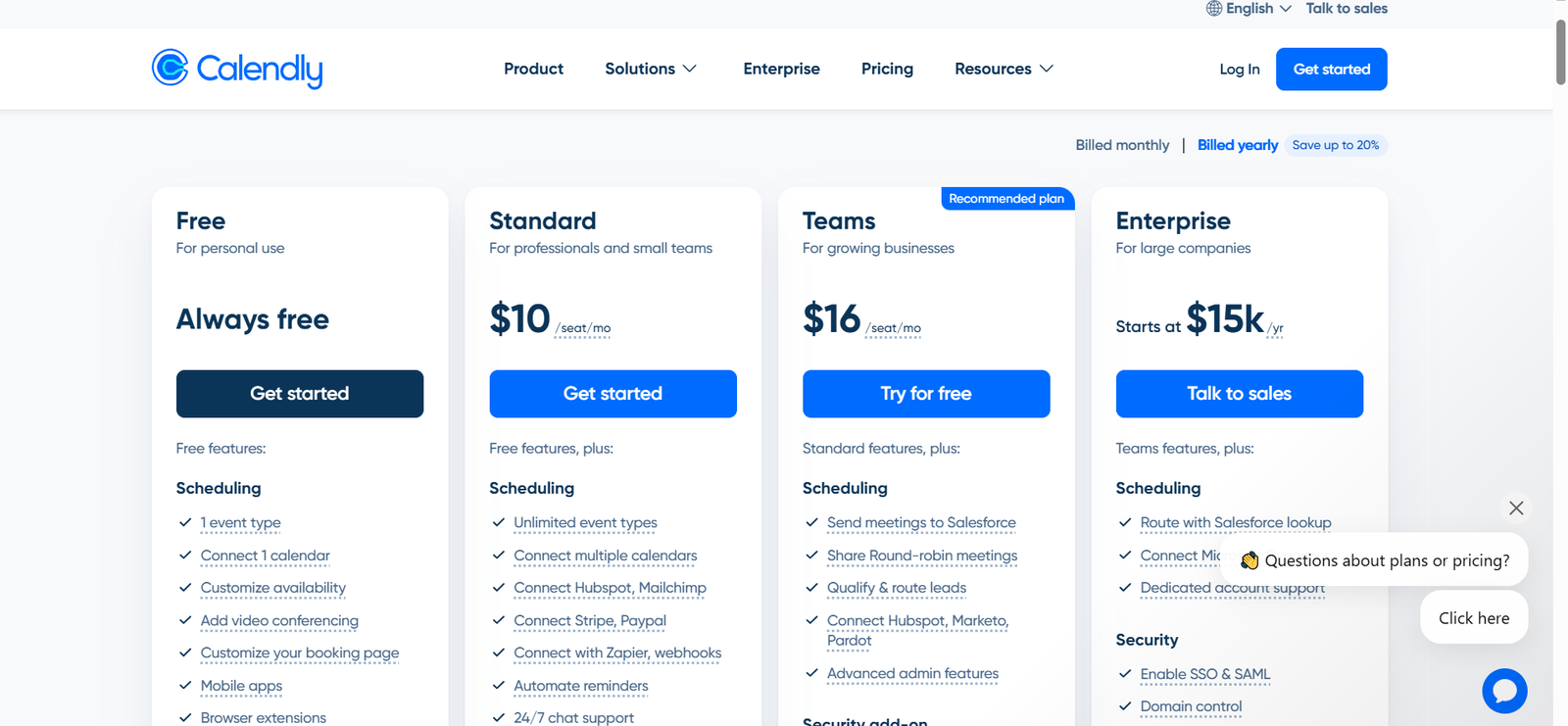 Calendly offers a free scheduling app plan
