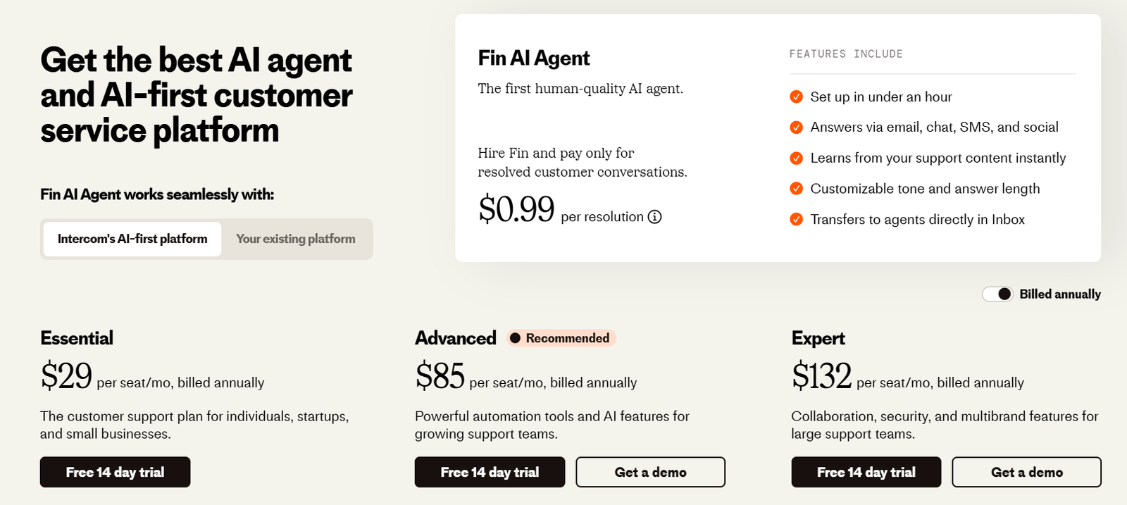 Intercom is a cutting-edge AI-first customer service platform