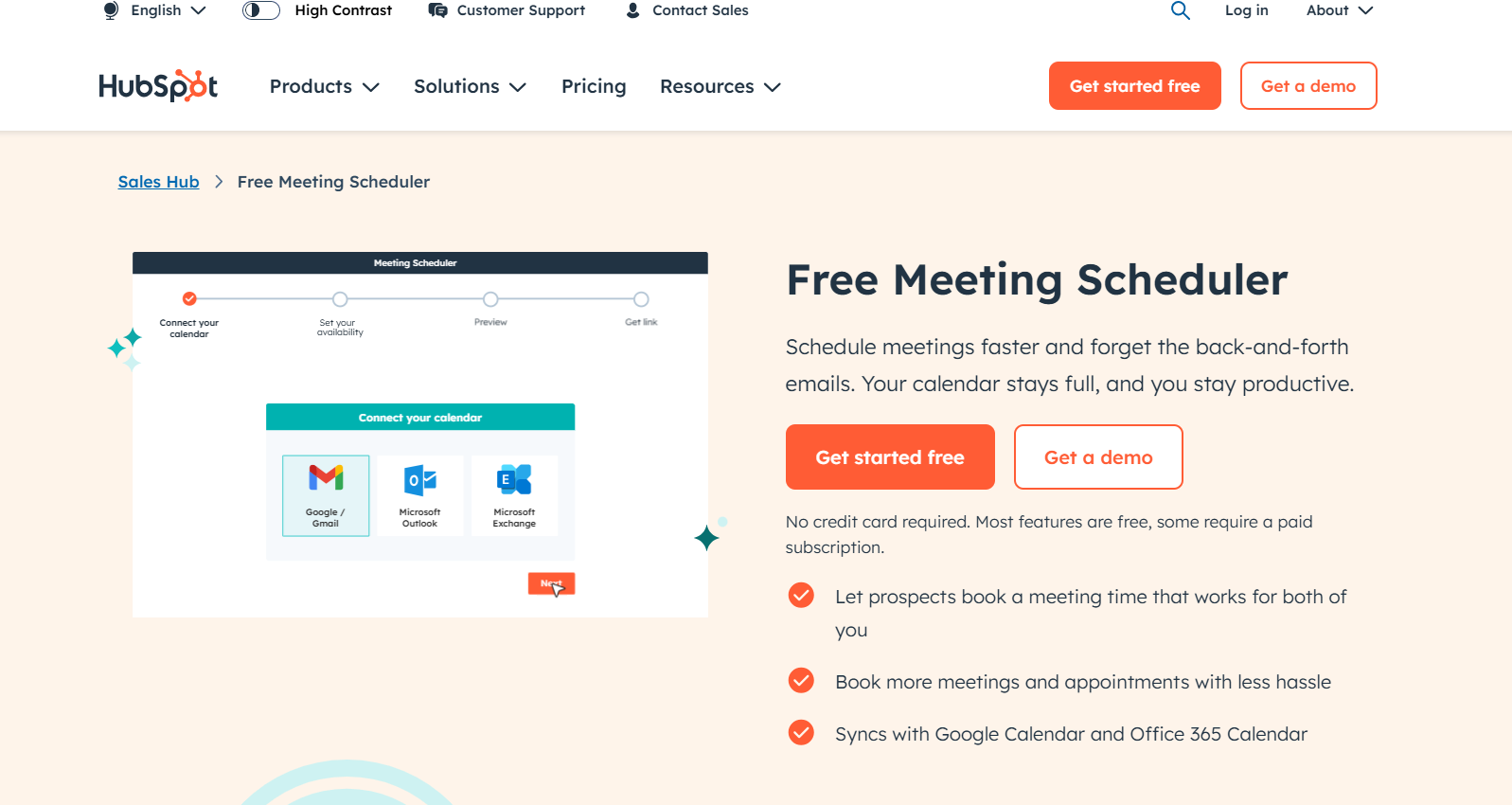 The HubSpot Meeting Scheduler is entirely free