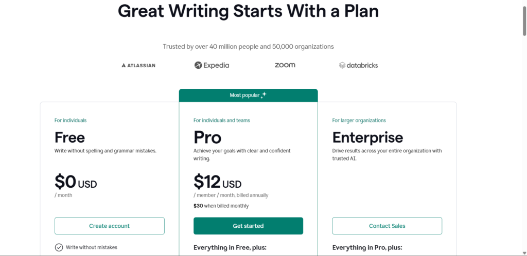 Grammarly offers flexible plans to suit different users