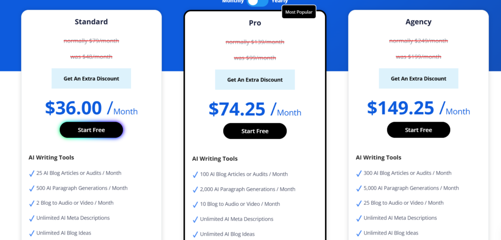 GrowthBar offers a simple pricing model, starting at $48 per month