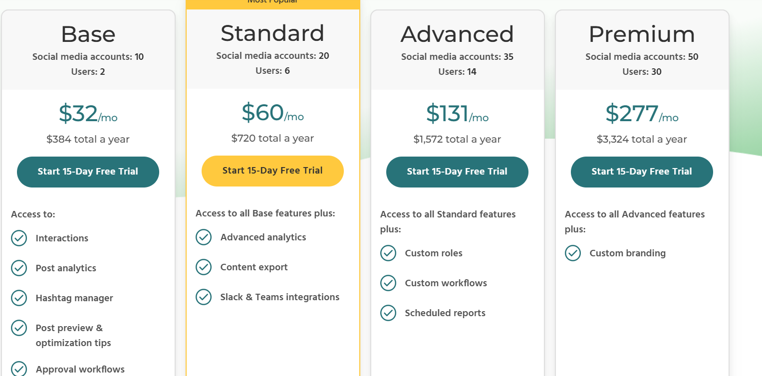 Loomly offers five pricing plans