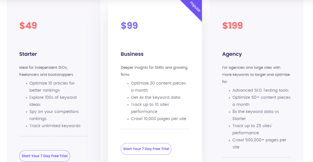 SEOScout offers three pricing plans to suit different needs.